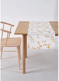 Bordslöpare av ekologisk bomull med glansig yta och mönster, bonprix