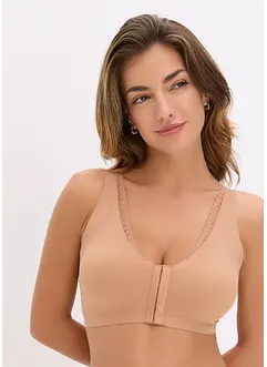 Vadderad Feel Comfort-BH utan bygel, med lasercut och framknäppning, bonprix