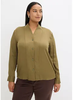 Skjortblus i mjuk satin, bonprix