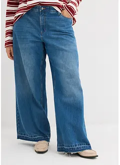 Wide Leg Jeans Mid Waist, med bekväm midja, bonprix