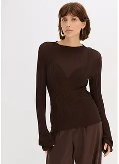 Stickad topp i halvtransparent material, bonprix