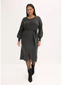 Ribbstickad klänning i mjuk viskosmix, bonprix