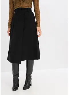 Mellanlång kjol med omlottlook, bonprix