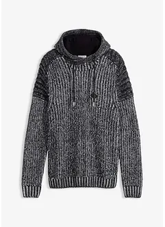 Tröja med luva och biker-look, bonprix