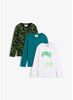 Långärmad tröja av mjuk mix med ekologisk bomull (3-pack), bonprix