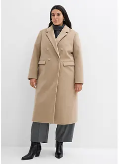 Dubbelknäppt kappa med yllelook, bonprix