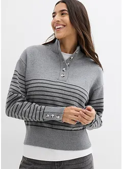 Tröja med krage och knappar, bonprix