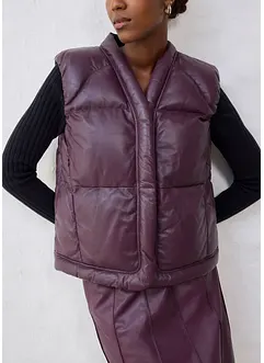 Quiltad skinnväst av lammnappa, bonprix