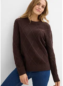 Oversized tröja med stickat flätmönster, bonprix