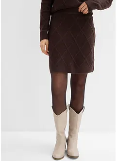 Stickad kjol med flätmönster, bonprix