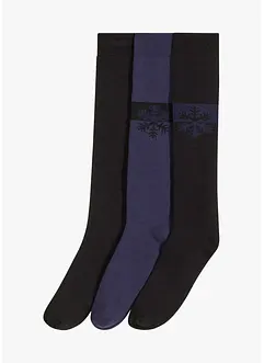 Termoknästrumpor med mjukt innerfoder och ekologisk bomull (3-pack), bonprix