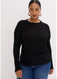 Ribbstickad topp i viskosmix, bonprix