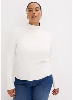 Ribbstickad tröja i böljande viskosmix, bonprix