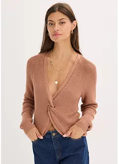 Ribbstickad tröja i böljande viskosmix, bonprix