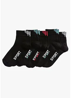 Sportsockor med texttryck (5-pack), ekologisk bomull, bonprix