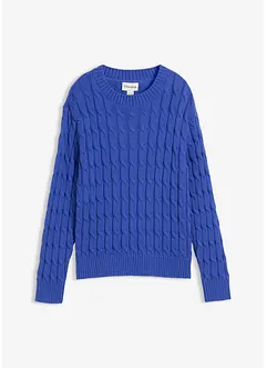 Flätstickad tröja i ekologisk bomull, bonprix