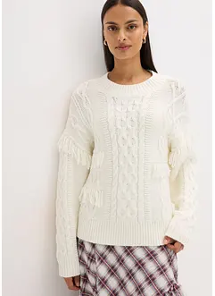 Oversizetröja med fransar, bonprix