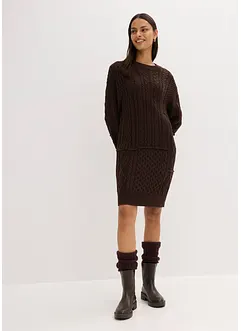 Klänning med flätstickning, bonprix