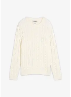 Flätstickad tröja i ekologisk bomull, bonprix