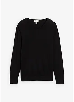 Finstickad tröja i bomullsblandning med merinoull, bonprix