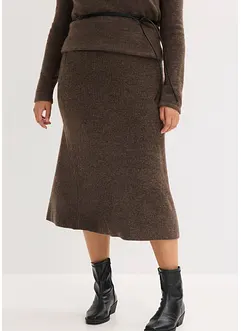 Stickad kjol i midilängd, bonprix