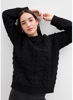 Grovstickad tröja med flätmönster, bonprix