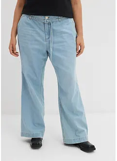 Wide Leg Jeans medelhög midja och skärp, bonprix