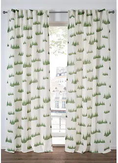 Gardin med tryckt granmönster (1-pack), bonprix