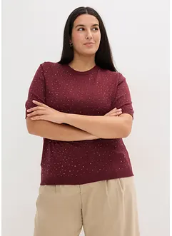 Tröja med glitterstenar och korta ärmar, bonprix