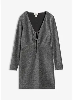 Glittrande miniklänning med rosettdetalj, bonprix