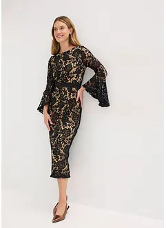 Spetsklänning med satininfällning, bonprix