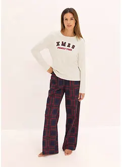 Pyjamas med flanellbyxa och presentpåse, bonprix