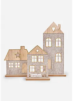 Prydnadshus med LED-belysning (3 delar), bonprix