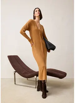 Stickad klänning i merinoull, bonprix