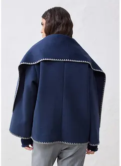 Jacka och halsduk i ylleblandning med dekorativt broderi, bonprix