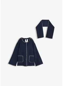 Jacka och halsduk i ylleblandning med dekorativt broderi, bonprix