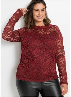 Spetstopp med långa ärmar, bonprix