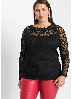 Spetstopp med långa ärmar, bonprix