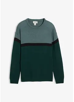 Lättskött tröja med rund halsringning och blockfärger, bonprix