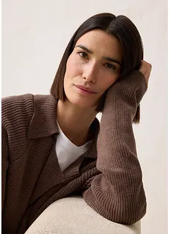 Cardigan i bomull och ull, bonprix