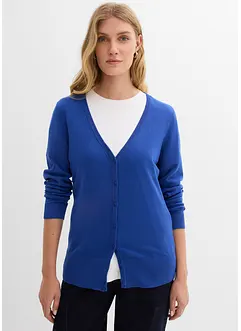 Finstickad cardigan med knappslå, bonprix