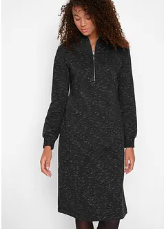 Trikåklänning med krage och dragkedja, bonprix