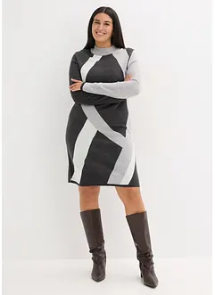 Stickad jacquardklänning med moderna ränder, bonprix