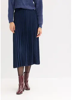 Plisserad kjol i fin satin, bonprix