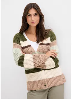Grovstickad cardigan med olika färgnyanser, bonprix