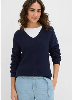 Finstickad tröja i ekologisk bomull, bonprix