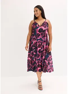 Mellanlång klänning i glansig sammet, bonprix