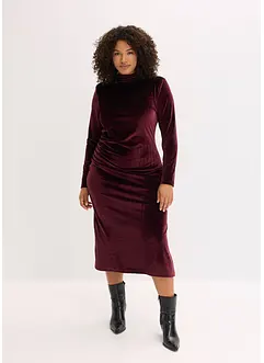 Mellanlång klänning i mjuk sammet, bonprix