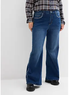Flared jeans med hög midja och nitar, bonprix