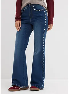 Flared jeans med hög midja och nitar, bonprix